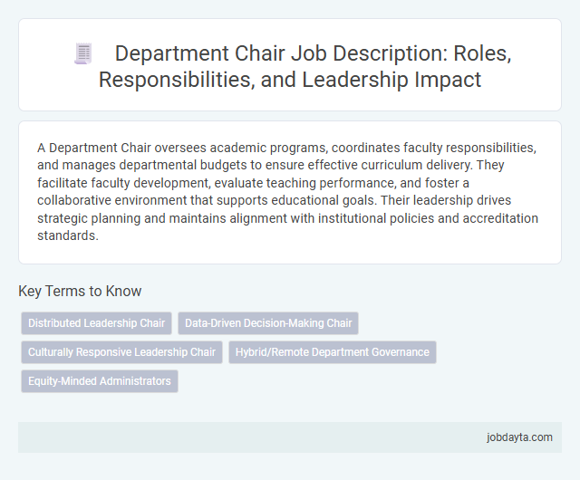Department Chair Job Description: Roles, Responsibilities, and Leadership Impact