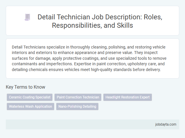 Detail Technician Job Description: Roles, Responsibilities, and Skills