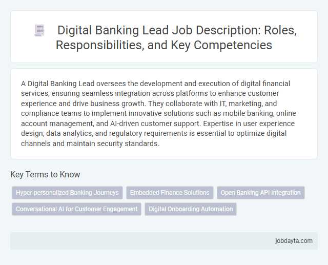 Digital Banking Lead Job Description: Roles, Responsibilities, and Key Competencies