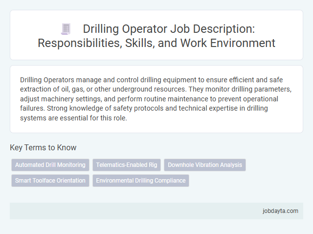 Drilling Operator Job Description: Responsibilities, Skills, and Work Environment