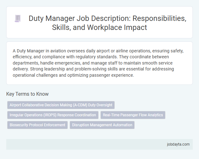 Duty Manager Job Description: Responsibilities, Skills, and Workplace Impact