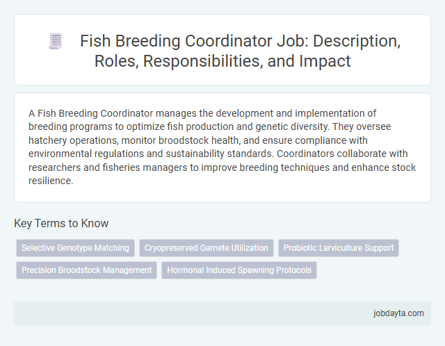 Fish Breeding Coordinator Job: Description, Roles, Responsibilities, and Impact