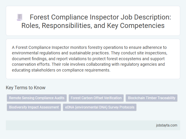 Forest Compliance Inspector Job Description: Roles, Responsibilities, and Key Competencies