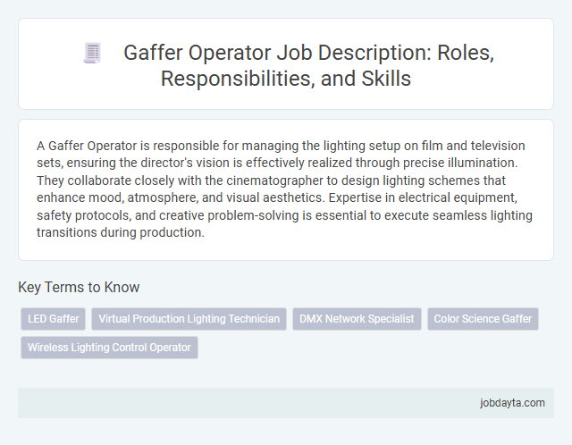 Gaffer Operator Job Description: Roles, Responsibilities, and Skills