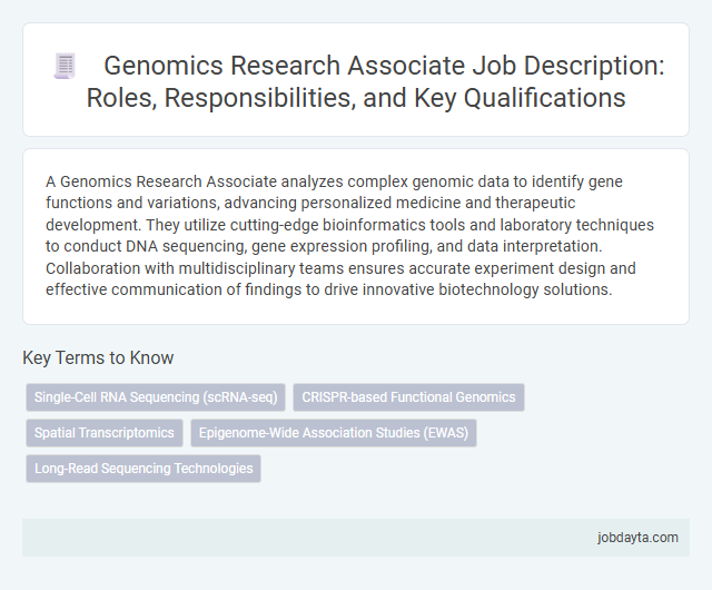 Genomics Research Associate Job Description: Roles, Responsibilities, and Key Qualifications