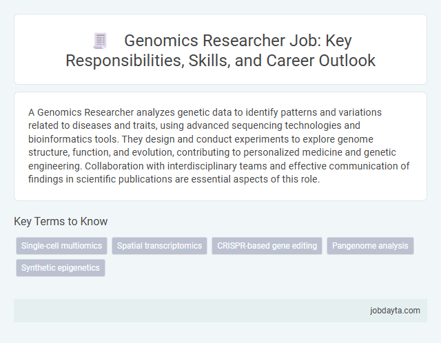 Genomics Researcher Job: Key Responsibilities, Skills, and Career Outlook