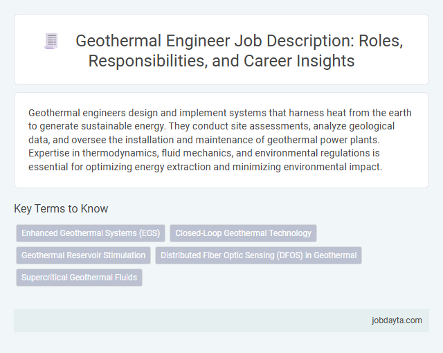 Geothermal Engineer Job Description: Roles, Responsibilities, and Career Insights