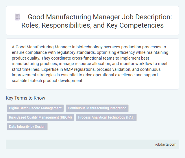 Good Manufacturing Manager Job Description: Roles, Responsibilities, and Key Competencies