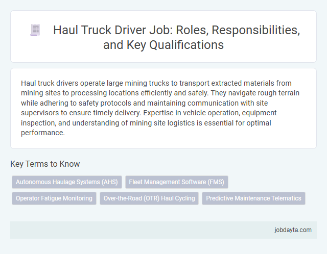 Haul Truck Driver Job: Roles, Responsibilities, and Key Qualifications
