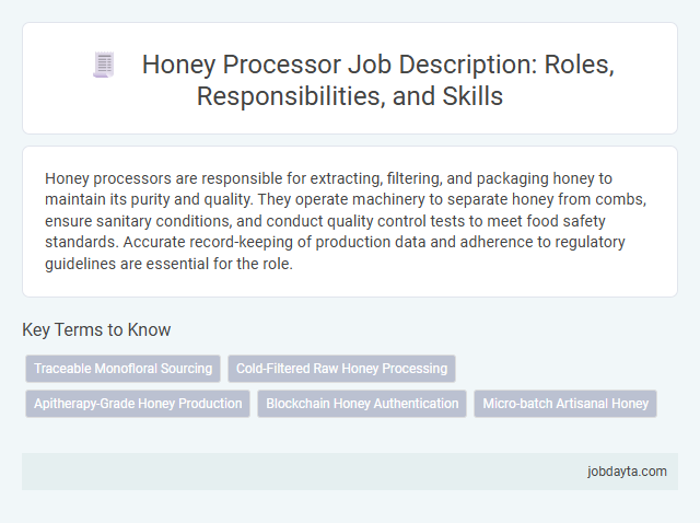 Honey Processor Job Description: Roles, Responsibilities, and Skills