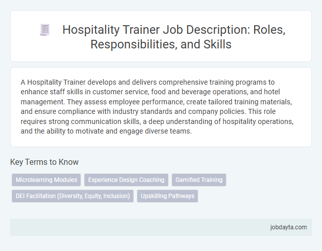Hospitality Trainer Job Description: Roles, Responsibilities, and Skills