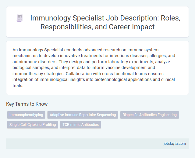 Immunology Specialist Job Description: Roles, Responsibilities, and Career Impact