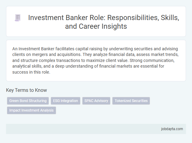 Investment Banker Role: Responsibilities, Skills, and Career Insights