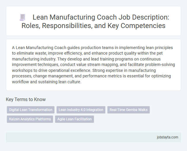 Lean Manufacturing Coach Job Description: Roles, Responsibilities, and Key Competencies