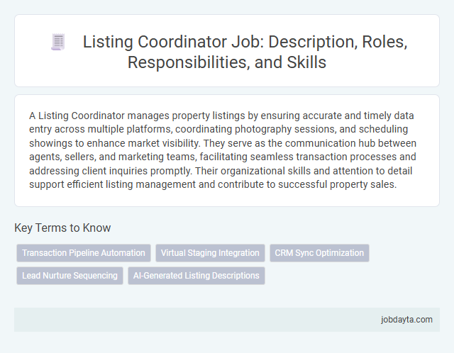 Listing Coordinator Job: Description, Roles, Responsibilities, and Skills