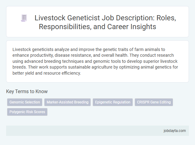 Livestock Geneticist Job Description: Roles, Responsibilities, and Career Insights