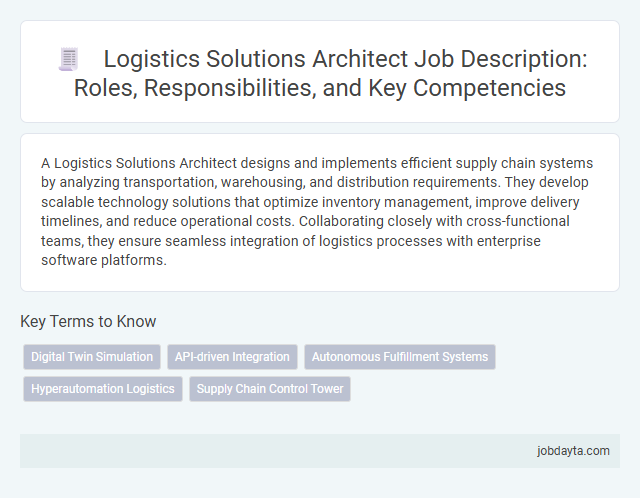 Logistics Solutions Architect Job Description: Roles, Responsibilities, and Key Competencies