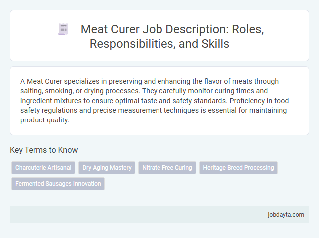 Meat Curer Job Description: Roles, Responsibilities, and Skills