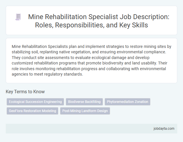 Mine Rehabilitation Specialist Job Description: Roles, Responsibilities, and Key Skills