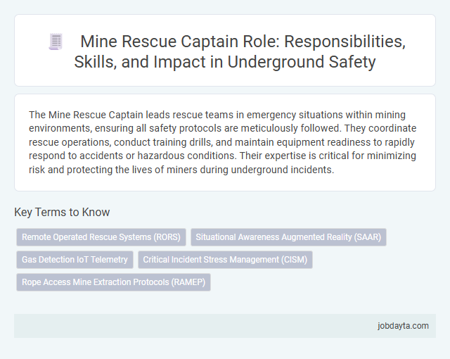 Mine Rescue Captain Role: Responsibilities, Skills, and Impact in Underground Safety