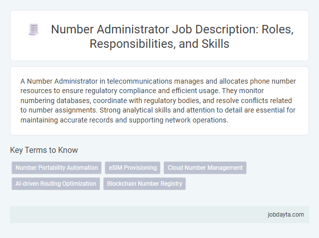 Number Administrator Job Description: Roles, Responsibilities, and Skills