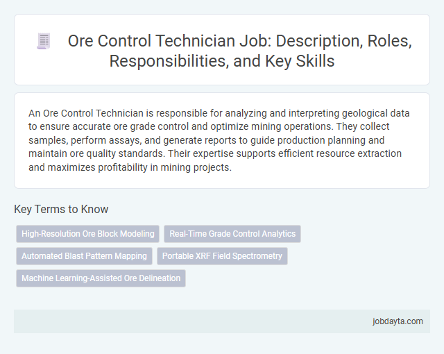 Ore Control Technician Job: Description, Roles, Responsibilities, and Key Skills