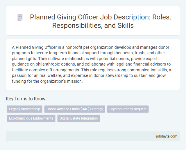 Planned Giving Officer Job Description: Roles, Responsibilities, and Skills