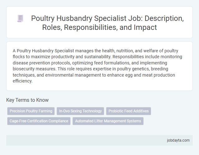 Poultry Husbandry Specialist Job: Description, Roles, Responsibilities, and Impact