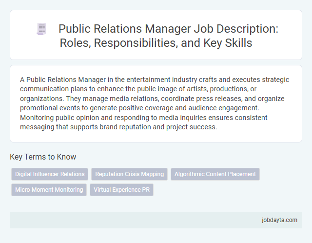 Public Relations Manager Job Description: Roles, Responsibilities, and Key Skills