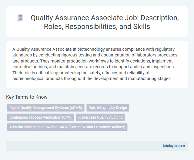 Quality Assurance Associate Job: Description, Roles, Responsibilities, and Skills