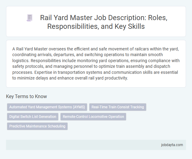 Rail Yard Master Job Description: Roles, Responsibilities, and Key Skills