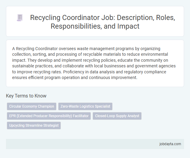 Recycling Coordinator Job: Description, Roles, Responsibilities, and Impact