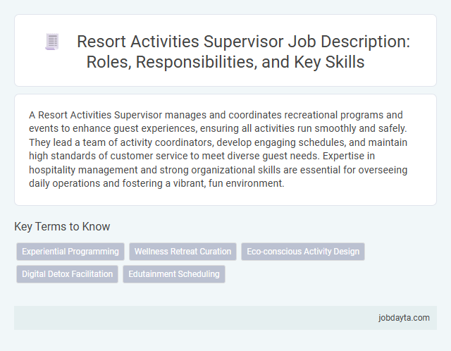 Resort Activities Supervisor Job Description: Roles, Responsibilities, and Key Skills