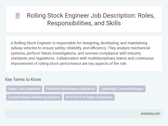 Rolling Stock Engineer Job Description: Roles, Responsibilities, and Skills