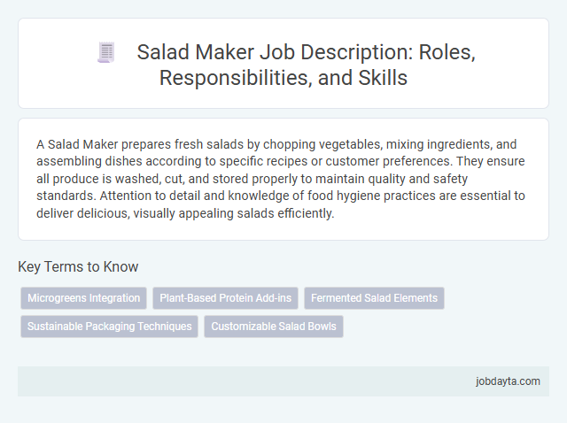 Salad Maker Job Description: Roles, Responsibilities, and Skills