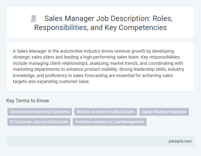 Sales Manager Job Description: Roles, Responsibilities, and Key Competencies