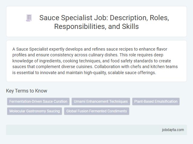 Sauce Specialist Job: Description, Roles, Responsibilities, and Skills