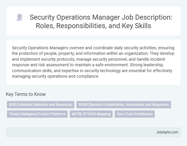 Security Operations Manager Job Description: Roles, Responsibilities, and Key Skills