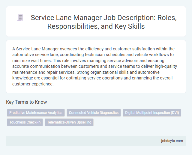 Service Lane Manager Job Description: Roles, Responsibilities, and Key Skills