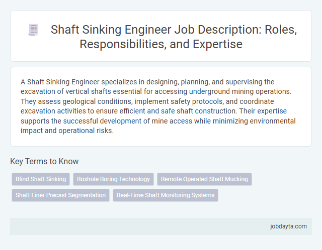 Shaft Sinking Engineer Job Description: Roles, Responsibilities, and Expertise