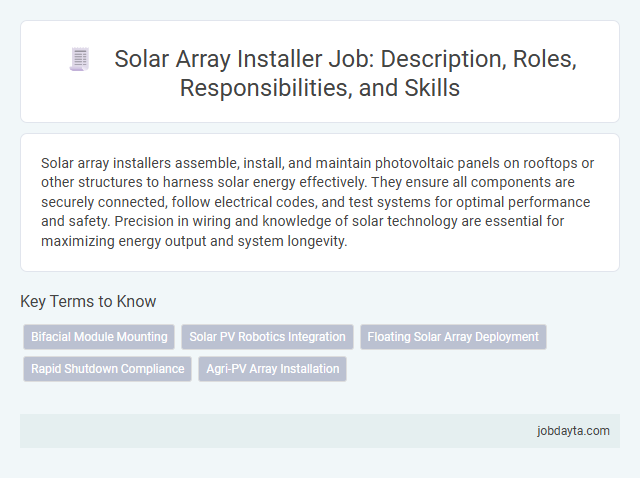 Solar Array Installer Job: Description, Roles, Responsibilities, and Skills