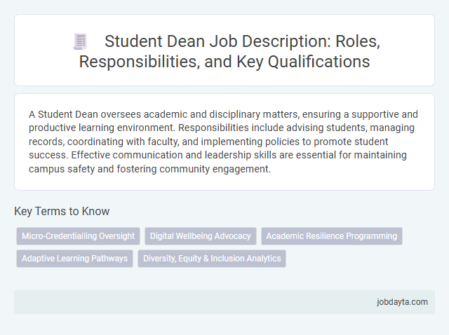 Student Dean Job Description: Roles, Responsibilities, and Key Qualifications