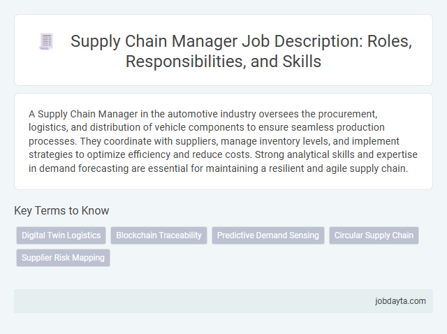 Supply Chain Manager Job Description: Roles, Responsibilities, and Skills