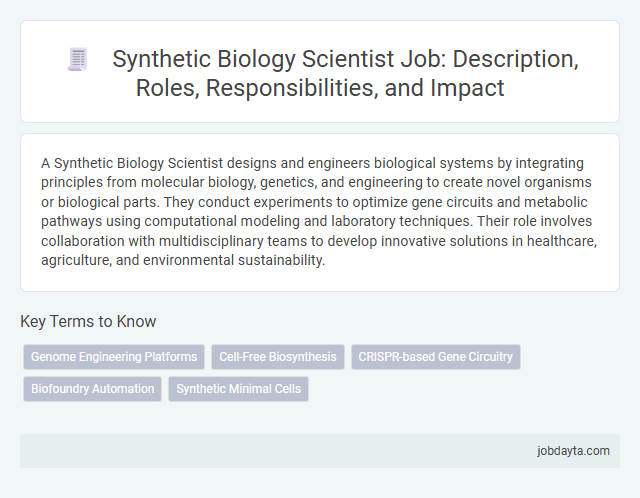 Synthetic Biology Scientist Job: Description, Roles, Responsibilities, and Impact
