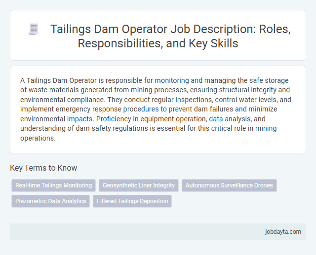 Tailings Dam Operator Job Description: Roles, Responsibilities, and Key Skills