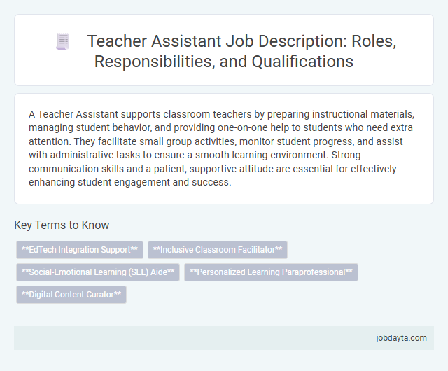 Teacher Assistant Job Description: Roles, Responsibilities, and Qualifications