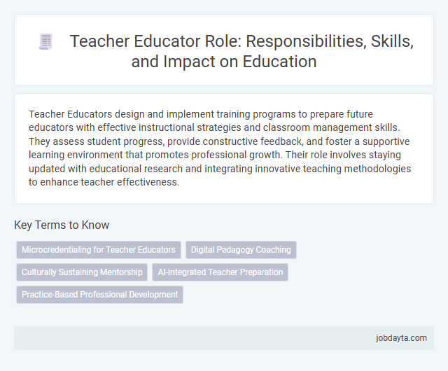 Teacher Educator Role: Responsibilities, Skills, and Impact on Education