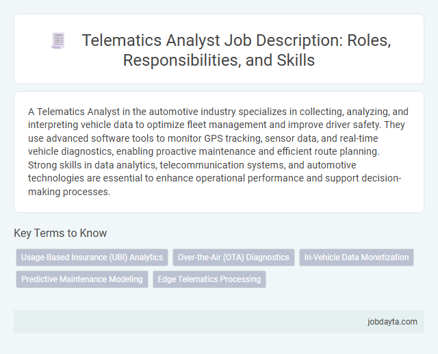 Telematics Analyst Job Description: Roles, Responsibilities, and Skills