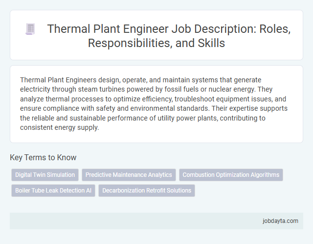 Thermal Plant Engineer Job Description: Roles, Responsibilities, and Skills