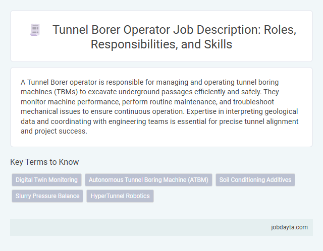 Tunnel Borer Operator Job Description: Roles, Responsibilities, and Skills